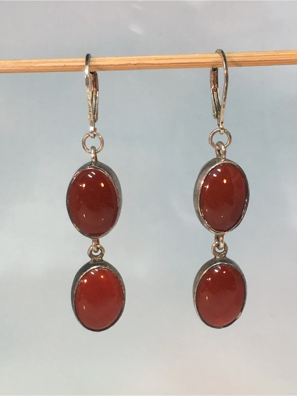 Sterling Silver Double Drop Carnelian Earrings
